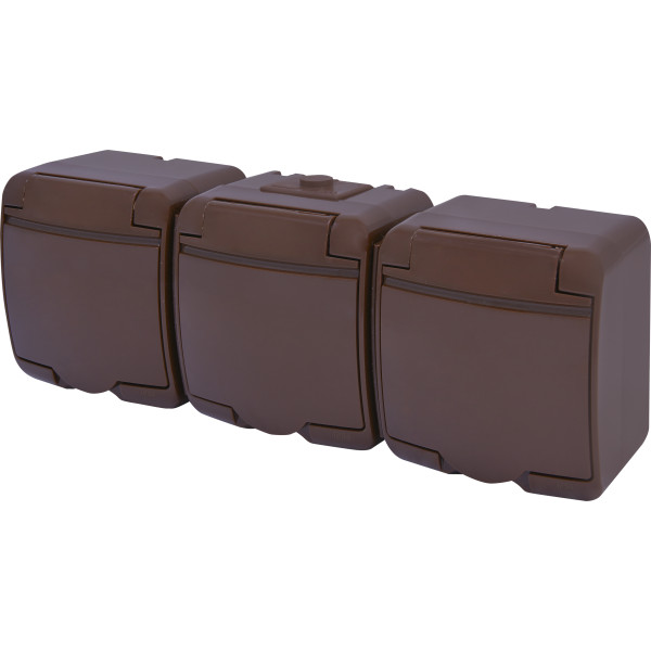 Розетка трехместная Eti Hermetics RHE-3s-KR с з/к IP54 коричнневая (4668054)