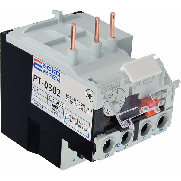 Тепловое реле Аско-Укрем PT-0302 0,16-0,25А JR28-25K 0302 (A0040060049) - фото №1