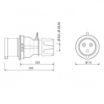 Вилка Bemis BC1-3403-2011 220В 3х32A поліамід IP44 (6.2.1.159069) - фото №1