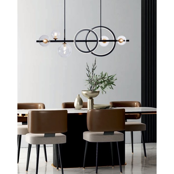 Подвесной светильник, люстра Zuma Line 5905316665569 Taremi G9 + LED-модуль 5+1x3.5W+15W 3000K–6000K 2300Lm IP20 черный - фото №1