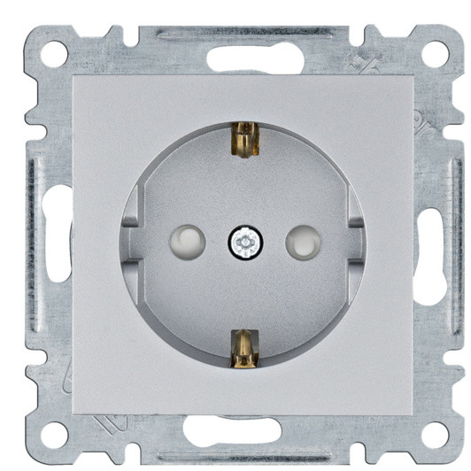 Розетка Hager WL1062 Lumina 16А/230В с з/к с защитой контактов (серебристая)
