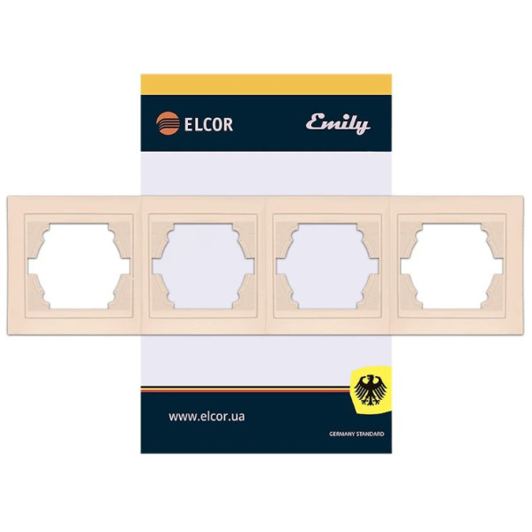 Четырехместная горизонтальная рамка Elcor Emily 9215 (211562) (кремовый) - фото №1
