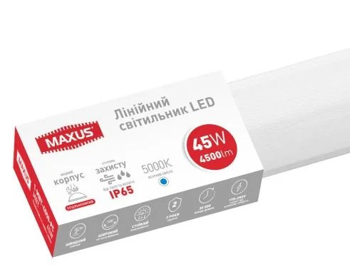 Світлодіодний світильник Maxus Batten Light 45Вт 5000K IP65 (1-MBT-4550-PC) - фото №2