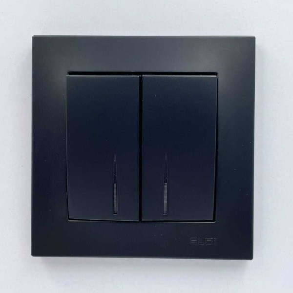 Выключатель EL-BI VEGA черный мат 2-кл с подсветкой ( 510-014800-203 ) - фото №1