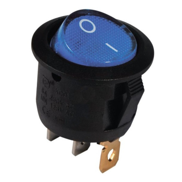 Переключатель TNSy KCD1-5-101N BL/B круглый с подсветкой синий (TNSy5500719)