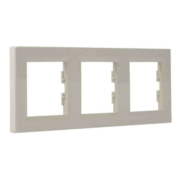 Рамка 3-местная горизонтальная кремовая Asfora, EPH5800323 - фото №1