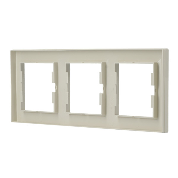 Рамка 3-местная горизонтальная кремовая Asfora, EPH5800323 - фото №3