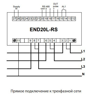 Аналізатор параметрів мережі ETI END20L-RS 85-253В AC/90-300В DC RS-485 (4656950) - фото №3