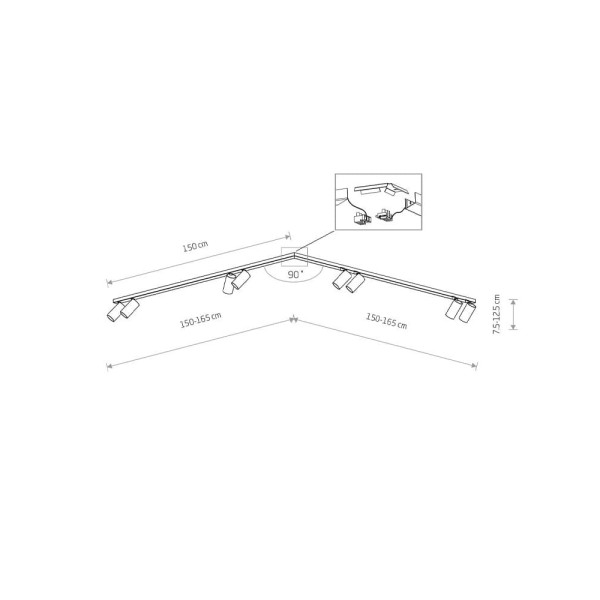 Светильник поворотный, спот Nowodvorski 7721 Mono corner GU10 8x10W IP20 Черный - фото №1