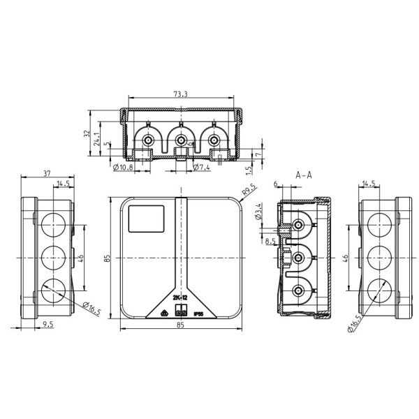 Зовнішня монтажна коробка Spelsberg 2K-12-L/w (sp34461201) IP55 - фото №3