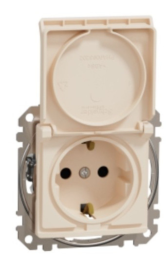 Розетка Schneider Electric Sedna Design & Elementsс заземлением шторками и крышкой бежевая SDD112024