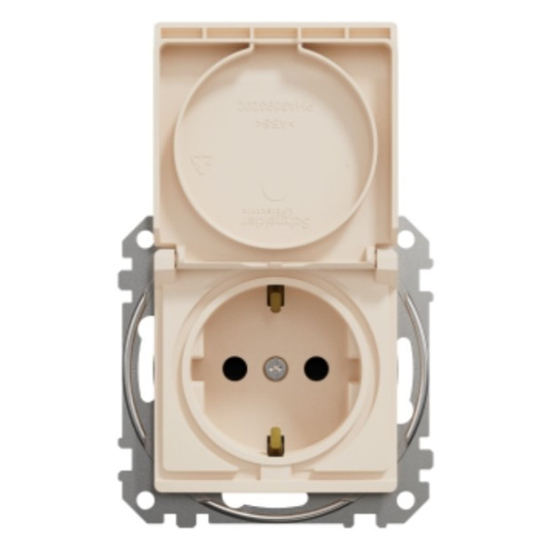 Розетка Schneider Electric Sedna Design & Elementsс заземлением шторками и крышкой бежевая SDD112024 - фото №2