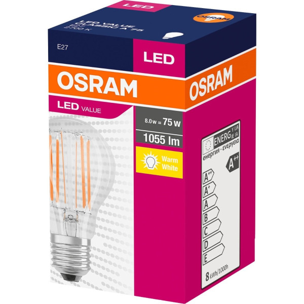 Світлодіодна лампа Osram 4058075288669 VALUE Filament A75 8Вт 1055Лм 2700K E27 - фото №2