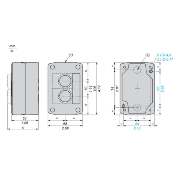 Кнопковий пост Schneider Electric XALD213 на 2 кнопки - фото №4