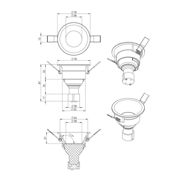 Точковий світильник Pikart 31593-2 GU10 1x60W IP20 чорний - фото №2
