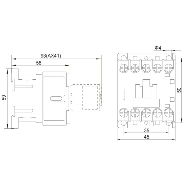 Мініконтактор NOARK Ex9CS06 4Р 6A 230В AC 2NO+2NC (100996) - фото №1