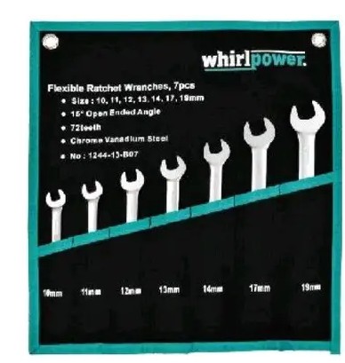 Набор трещеточных ключей Whirlpower 1244-13-B07 (23632) 10-19мм (7шт в чехле)
