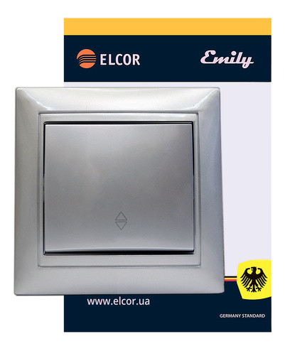 Одинарный проходной выключатель Elcor Emily 9215 (211548) (серый металлик) - фото №1
