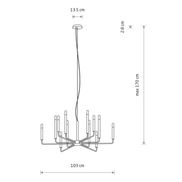 Подвесной светильник, люстра Nowodvorski 11463 Orto XII A E14 12x10W IP20 светло-серый - фото №1