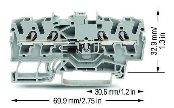 Четырехпроводная клемма Wago 2002-1411/1000-410 Topjob S с диодом 1N4007 2,5мм² - фото №1