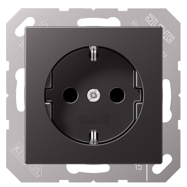 Розетка з накладкою Jung Eco Profi EP1420AN із заземленням антрацит
