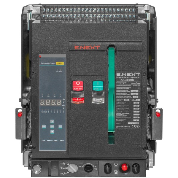 Повітряний автоматичний вимикач E.Next e.industrial.acb.1600D.630 400В 3Р з мотор-приводом та РН (i081119) - фото №1