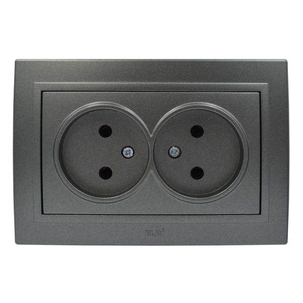 Розетка ELBI ZENA Silverline черный металлик 2-я без заземления ( 500-011100-908 )