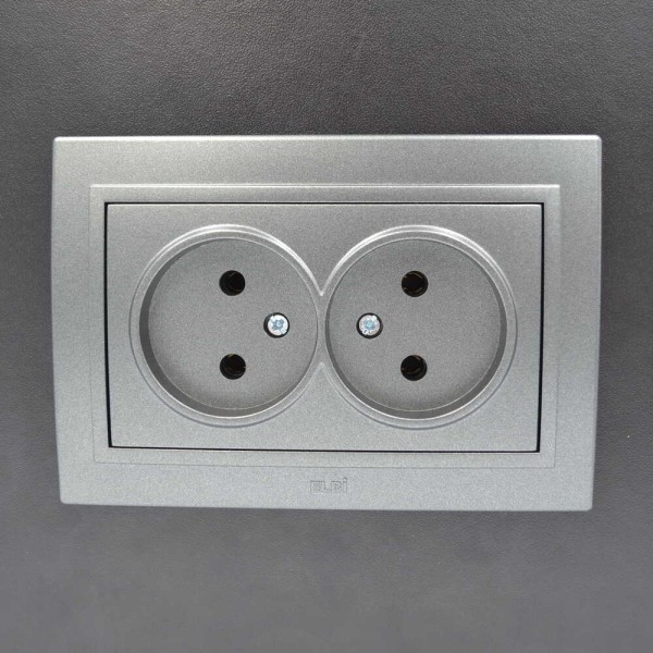 Розетка ELBI ZENA Silverline черный металлик 2-я без заземления ( 500-011100-908 ) - фото №4