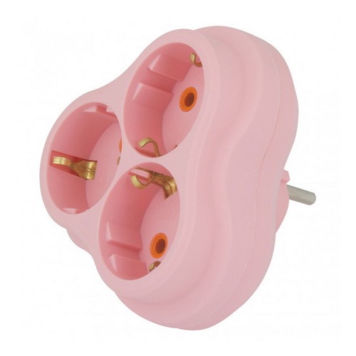 Тройник Nilson 3 гнезда с заземлением розовый ( 40520101 )