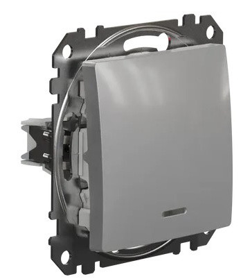 Выключатель Schneider Electric Sedna Design & Elements с подсветкой алюминий SDD113101L - фото №1