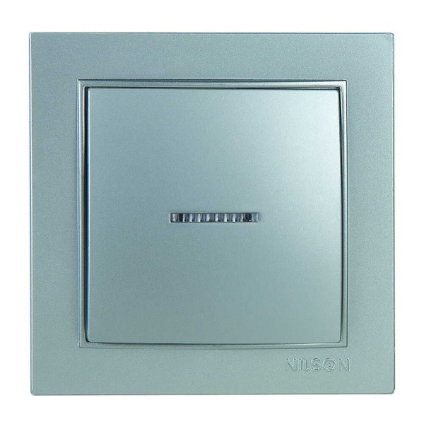 Вимикач Nilson Thor срібло 1кл з підсвіткою ( 27131002 )