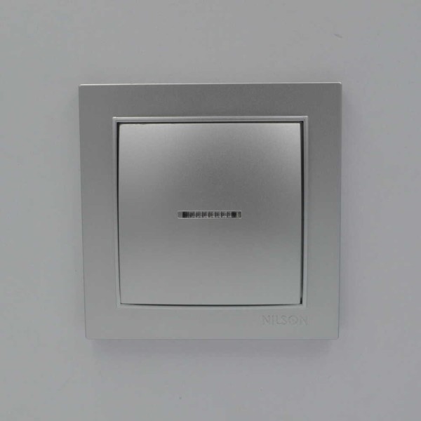 Вимикач Nilson Thor срібло 1кл з підсвіткою ( 27131002 ) - фото №1