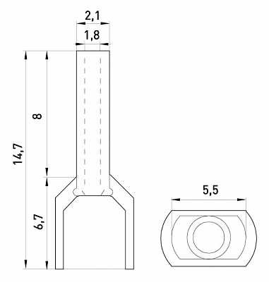 Ізольований наконечник E.Next e.terminal.stand.te.2.0.75.orange 2x0,75 кв.мм помаранчевий (s4037001) - фото №1