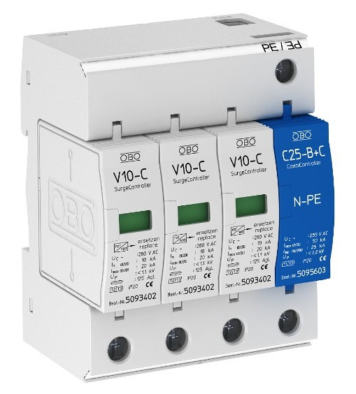 Ограничитель перенапряжений OBO Bettermann (5094920) Тип II V10-C 3+NPE