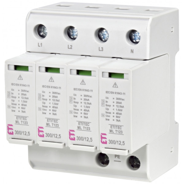 Обмежувач перенапруги ETITEC ML T123 300/12,5 4+0 4p TNC-S (2440667)