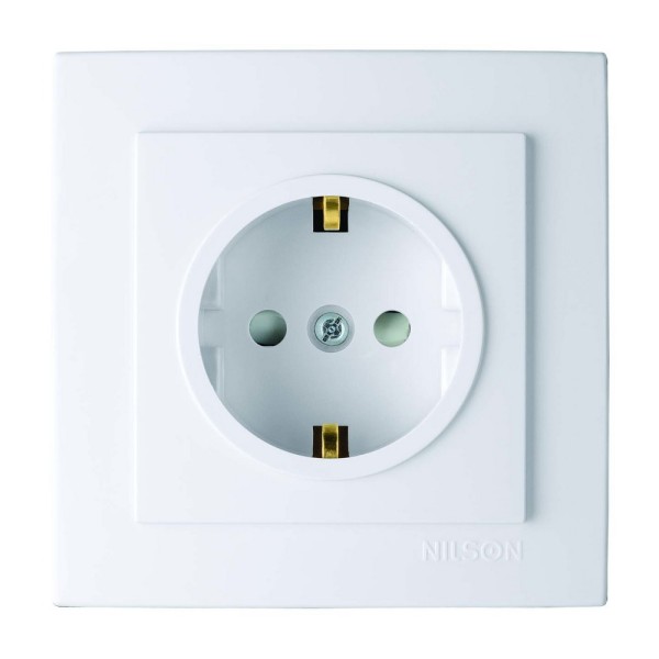 Розетка Nilson Touran біла 1-на з заземленням з шторкою ( 24111019 )
