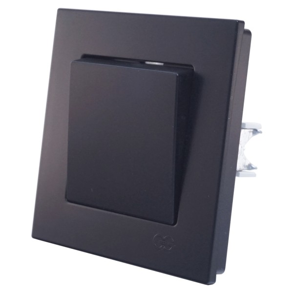 Вимикач 1-кнопковий Gunsan Eqona чорний - фото №1