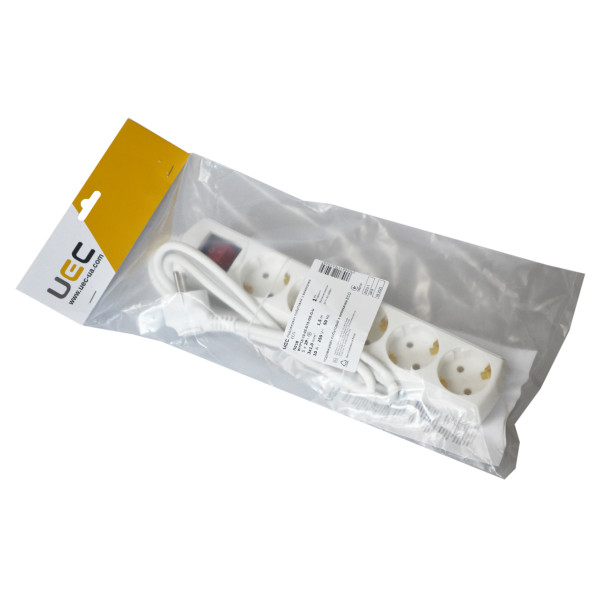 Подовжувач UEC ECO П05В 5 місць 2P+PE/1,5м 3х1мм2 10А/250В з вимикачем - фото №1