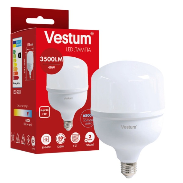 Світлодіодна лампа Vestum 1-VS-1609 40Вт E27 T120 6500K - фото №1