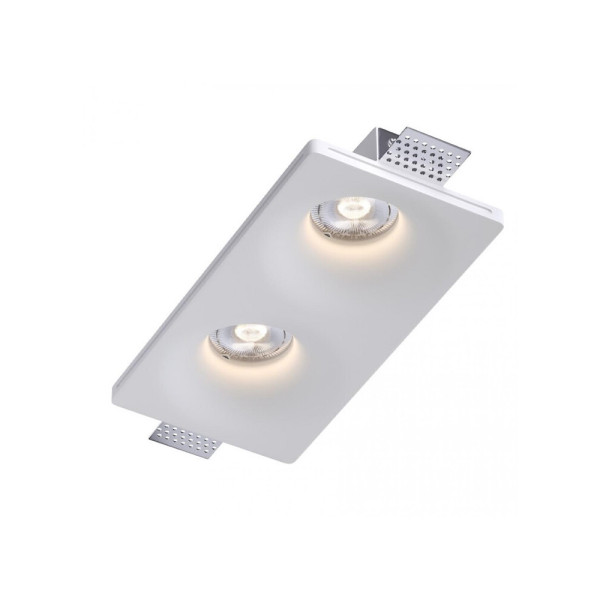 Гипсовый точечный врезной светильник Kloodi KD-GIPS SQ120x240 H45 GU10 2x10W IP20 Wh