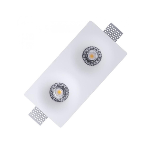 Гипсовый точечный врезной светильник Kloodi KD-GIPS SQ120x240 H45 GU10 2x10W IP20 Wh - фото №1