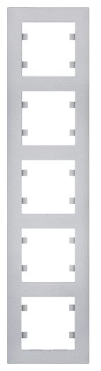 Вертикальна п'ятимісна рамка Hager WL5652 Lumina-Intense 5X (срібляста)