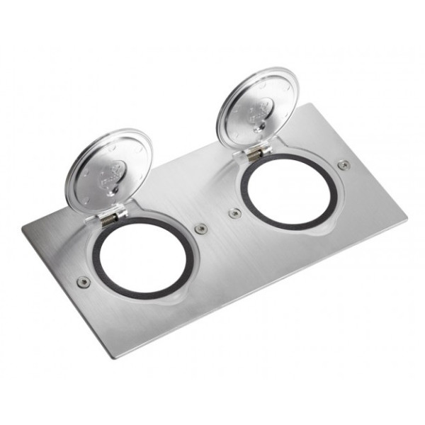 Напольный двойной розеточный люк Legrand 89702 (нержавеющая сталь)