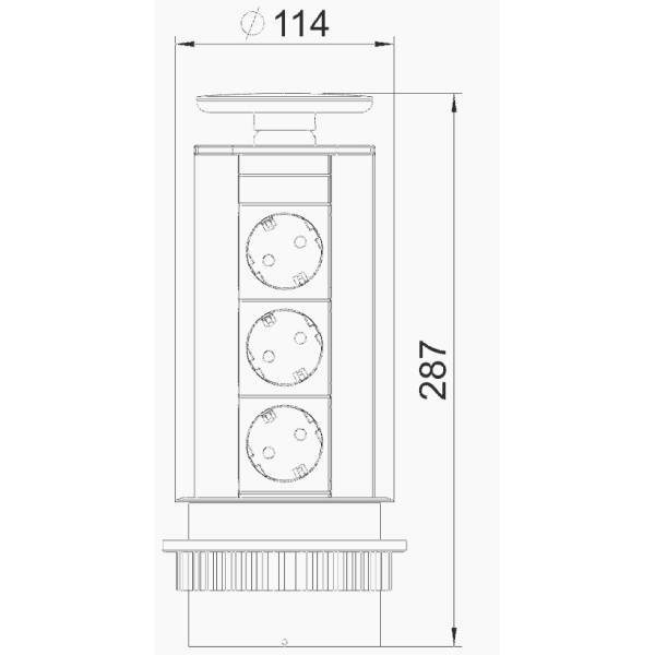 Анодированный выдвижной блок OBO Bettermann (6116862) на 3 места 2р+E 250V AC кабель 3м - фото №1
