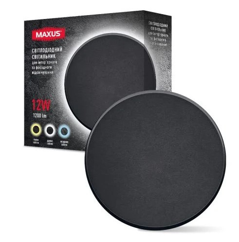Накладний світильник Maxus MWL 12Вт 3000/4100/6500К IP65 BL Circle (1-MWL-12W-BLC) - фото №4