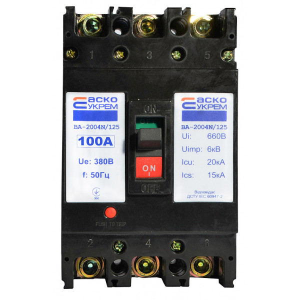 Силовой автоматический выключатель Аско-Укрем ВА-2004N/125 3р 100А (A0010040067) - фото №1