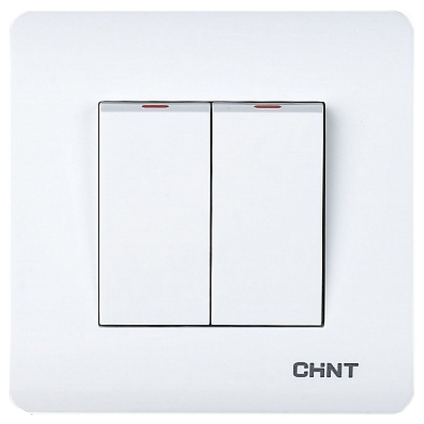Проходной выключатель 2-клавишный Chint NEW3 белый (715382)