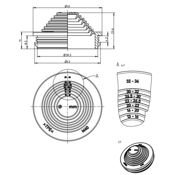 Втулка универсальная Spelsberg SNI M40 (уплотнение: 13-34мм) - фото №1