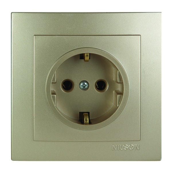 Розетка Nilson Touran золото 1-на з заземленням ( 24151017 )
