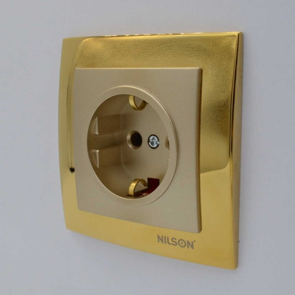 Розетка Nilson Touran золото 1-на з заземленням ( 24151017 ) - фото №5